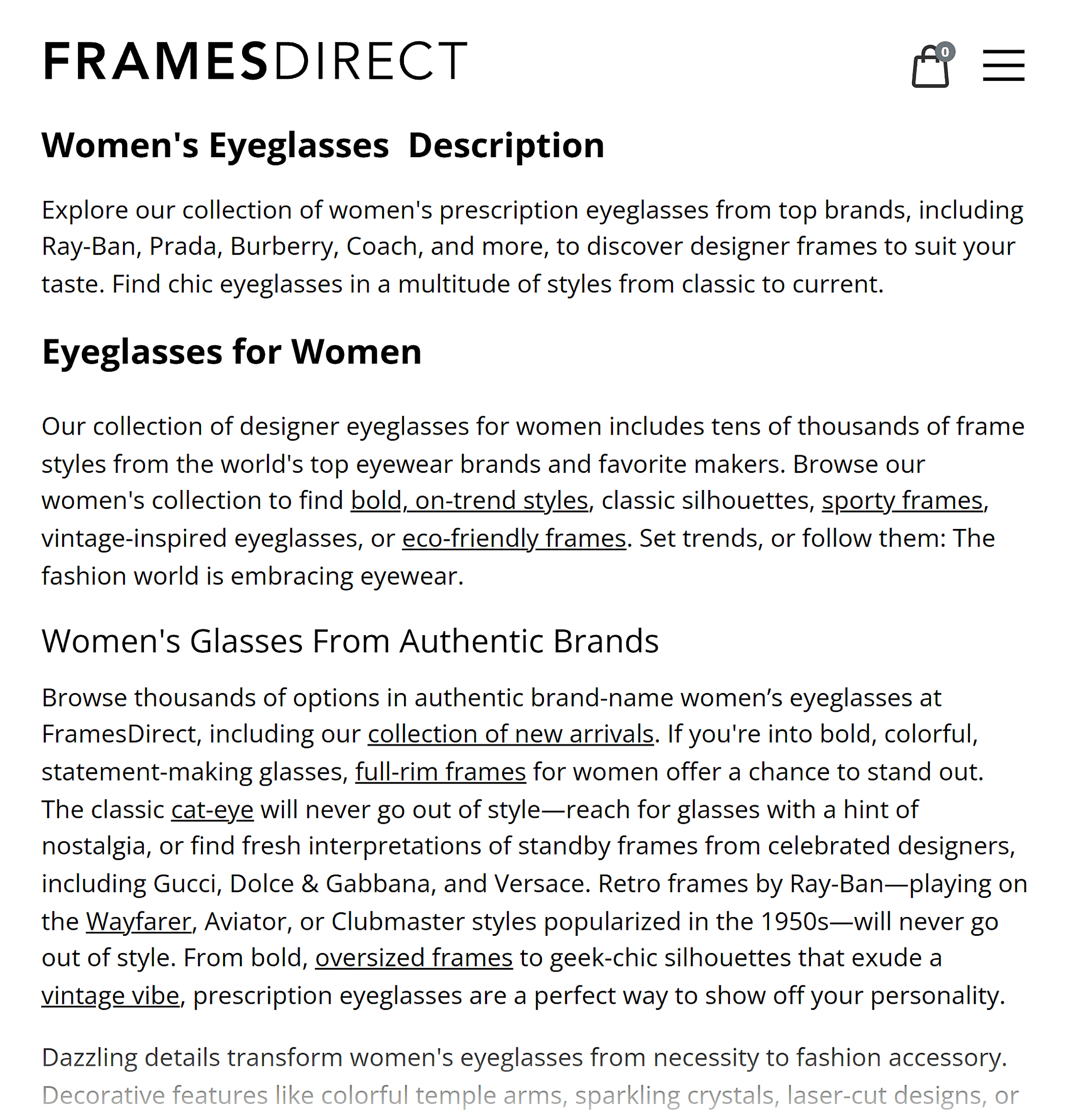 Frames Direct – Detailed content at the end of category Frames Direct – Detailed content at the end of category