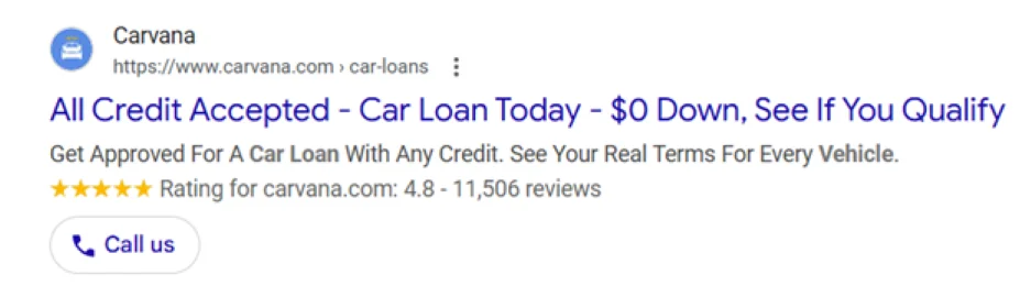 Best Google Ads - Carvana ad