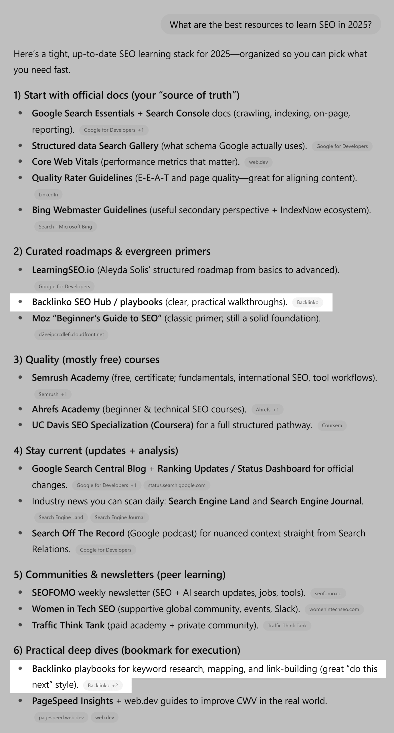 ChatGPT – Best resources to learn SEO