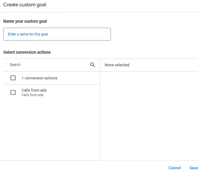 google ads conversion tracking - custom goal naming