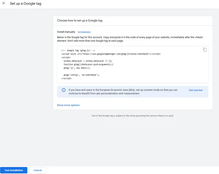 google ads conversion tracking - google tag code