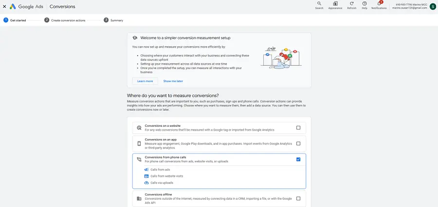 google ads conversion tracking - first step
