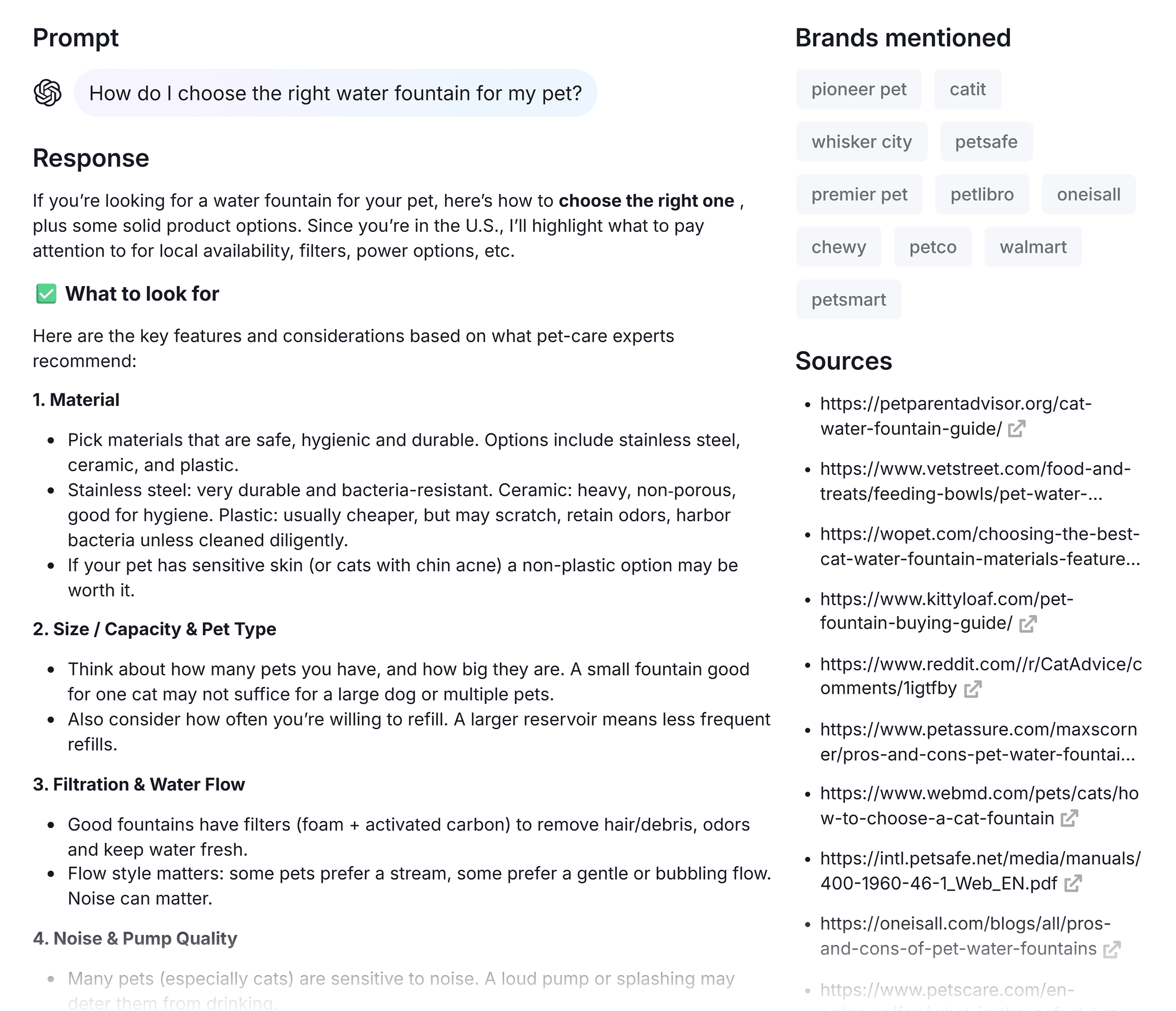 Semrush AI Overview – Petlibro – Prompt