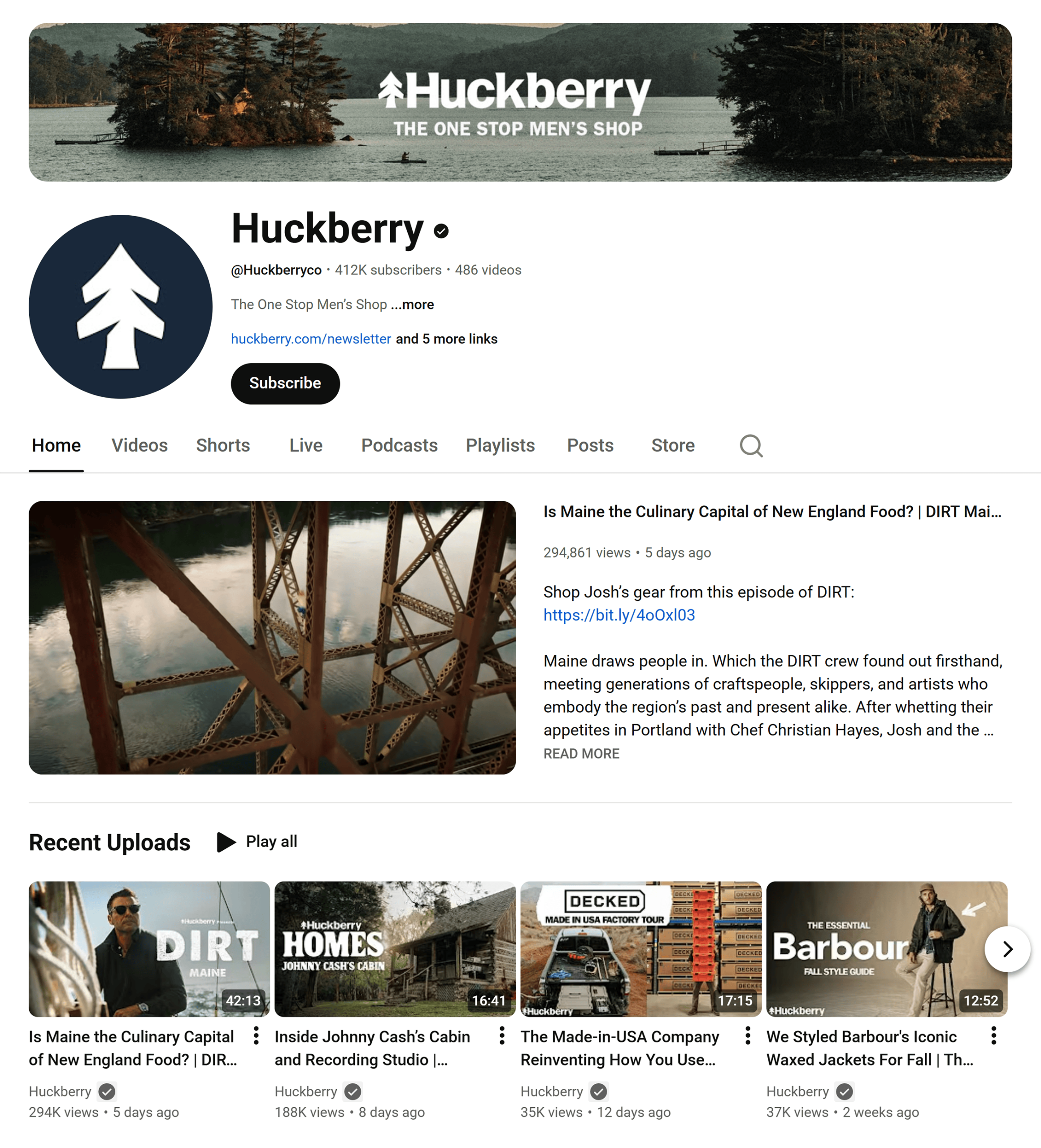 YouTube – Huckberry – Homepage